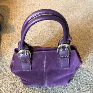 Tignanello Purple Suede Leather Handbag Tote